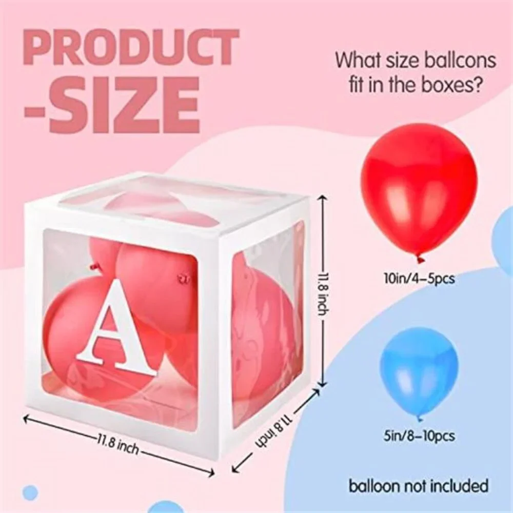 baby shower balloon boxes 4 pcs clear letter blocks gender reveal party decor